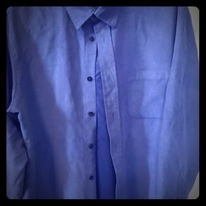 Medium - Blue Suede look Button Up L/S Shirt